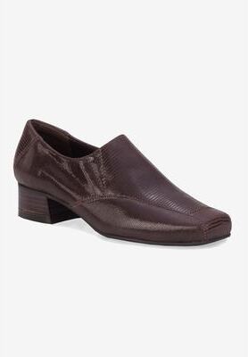 Extra Wide Width Women's Eagan Pump by Ros Hommerson in Brown Patent Lizard (Size 6 WW)