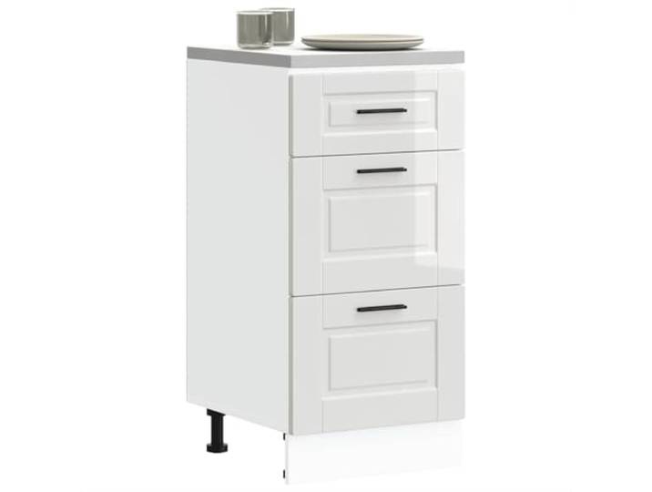 KTHLBRH Küchenschrank weiß glänzend 40 x 46 x 81,5 cm Ingenieurholz Verstellbare Füße, große Schublade, max. Belastung 50 kg, leicht zu reinigen, Porto-Serie
