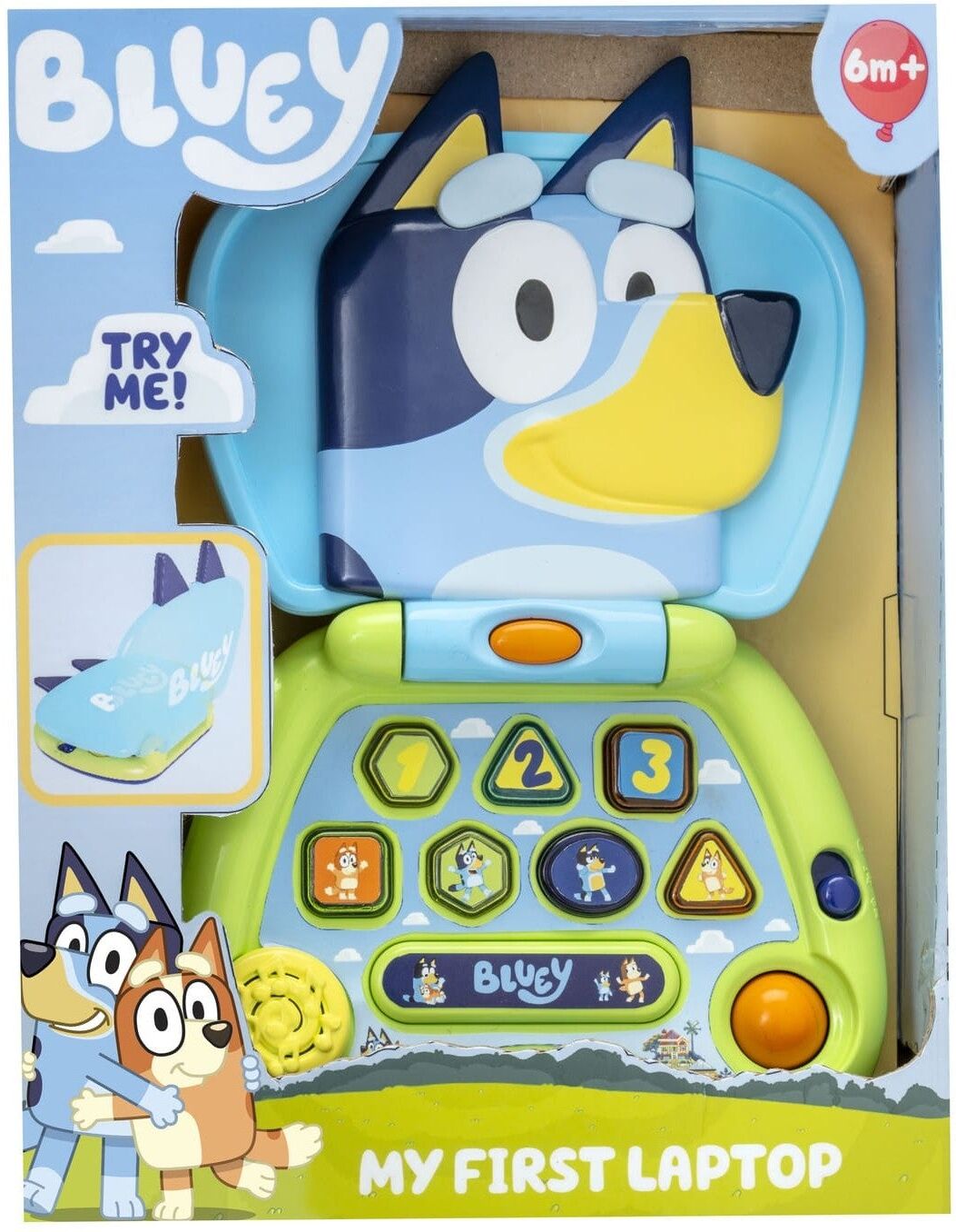 HTI Bluey My First Laptop Interactive Toy with Sounds and Theme Tune for Kids, Blue