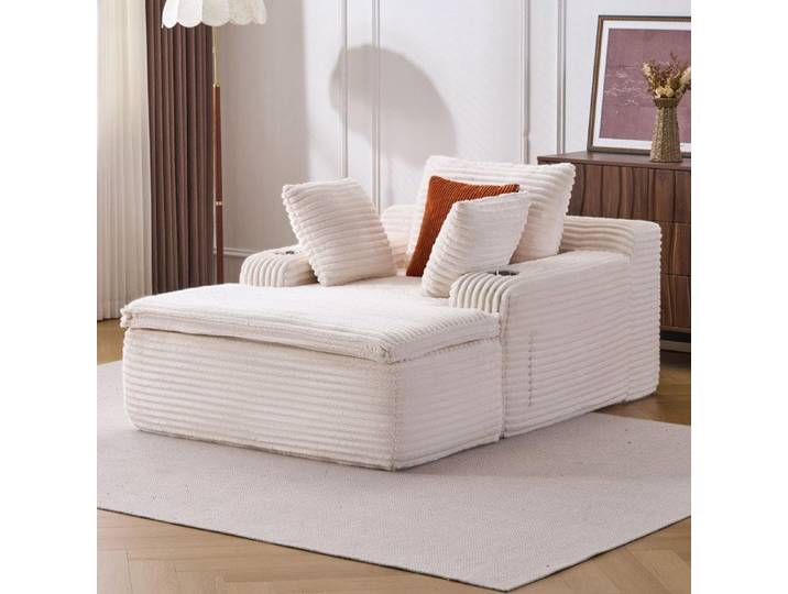 VUENOR canapé de sol 165x112x63 cm beige - mousse haute densité sans montage