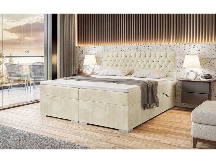 DB-Möbel Boxspringbett ROMA mit Bettkasten Gepolstert Doppelbett mit Topper.Polsterung samt.