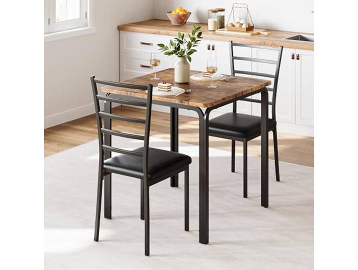 Zstar Esstisch Set mit 2 Stühlen Vintage-Design für kleine Räume Apartments