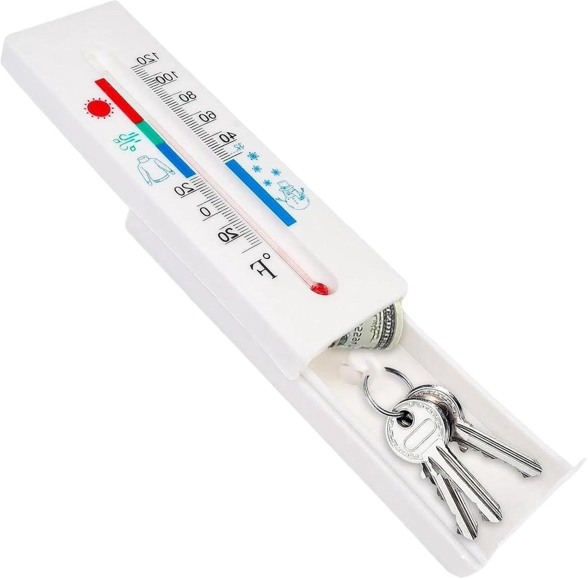 Sleutelkluis Thermometer - Geheime Kluis Opbergbox - Grijs - 16 cm