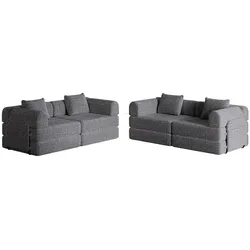 MODFU Einzelsitz-Schlafsofa Chenille Grau mit Armlehnen-Staufach