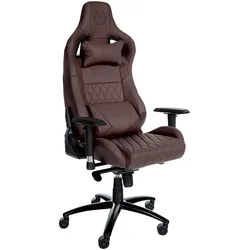 CLP Gaming-Bürostuhl Keren mit Rindsleder-Kontaktflächen, höhenverstellbarer Drehstuhl mit 2D-Armlehnen, Wippfunktion, Nacken- und Lendenkissen