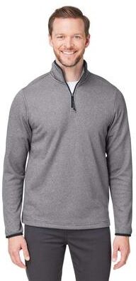 CORE365 CE73 Men's Venture Heathered Stripe Quarter-Zip Pullover T-Shirt in Black/White size XL   Polyester