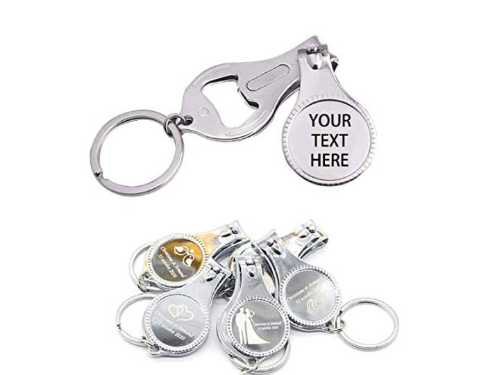 4-in-1-Multifunktions-Flaschenöffner, Nagelknipser, Hochzeitsbrauerei, personalisierbar, silberfarben, Multitool-Geschenke für Männer, 100 Stück