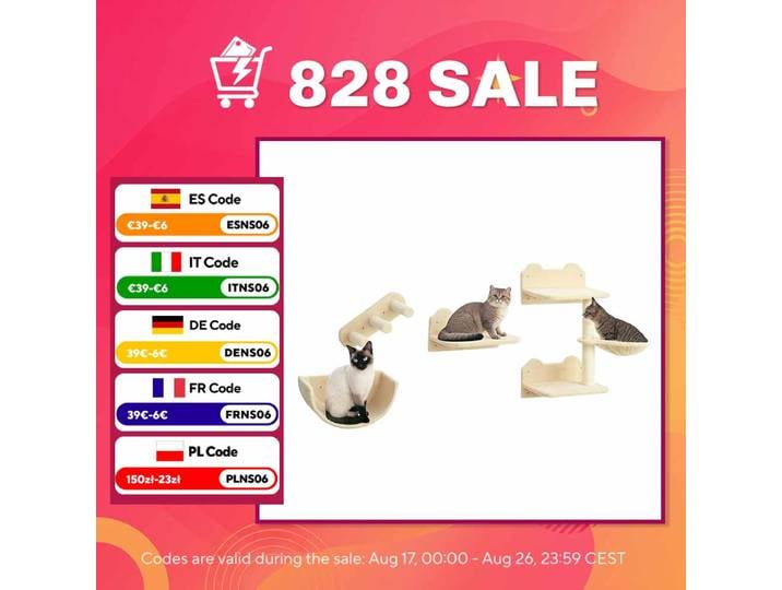 Ensemble d'escalade murale pour chat Pawhut, étagères pour chat, 4 pièces, hamac, nid, plateformes de saut, beige