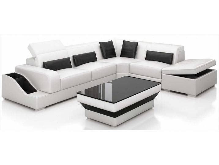 JVmoebel Ecksofa Designer Ecksofa Weiß mit Couchtisch für elegantes Wohnzimmer, 2 Teile, Elegantes Design