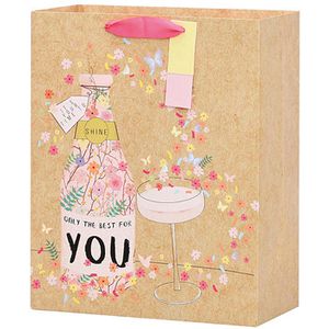 Rössler-Papier Geschenktüte Girls Party, Geschenktasche mit Glitter, 26 x 32cm, natur