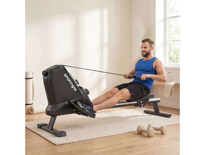 SPORTNOW Rameur Magnétique 16 Niveaux Rail Aluminium Bluetooth