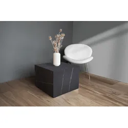 Beistelltisch KAYOOM "Cuboid 125, modernes Design, robuste Konstruktion", schwarz, B:55cm H:40cm T:55cm, MDF mit lackfreiem 3D-Papier, Tische, Beistelltisch, vielseitig einsetzbar, edle Oberfläche, robuste Konstruktion
