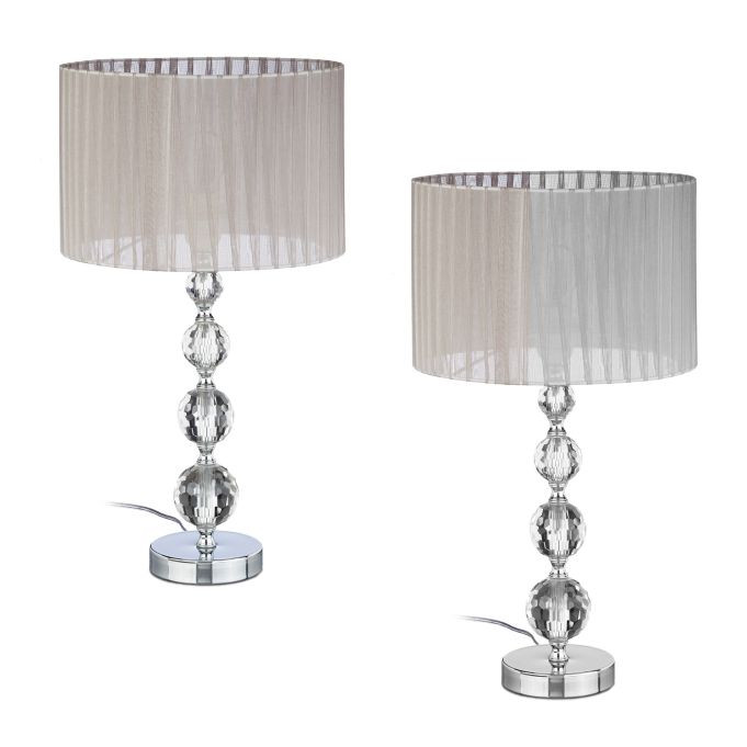 Relaxdays Tafellamp set van 2 met kristal look voor de woonkamer of slaapkamer