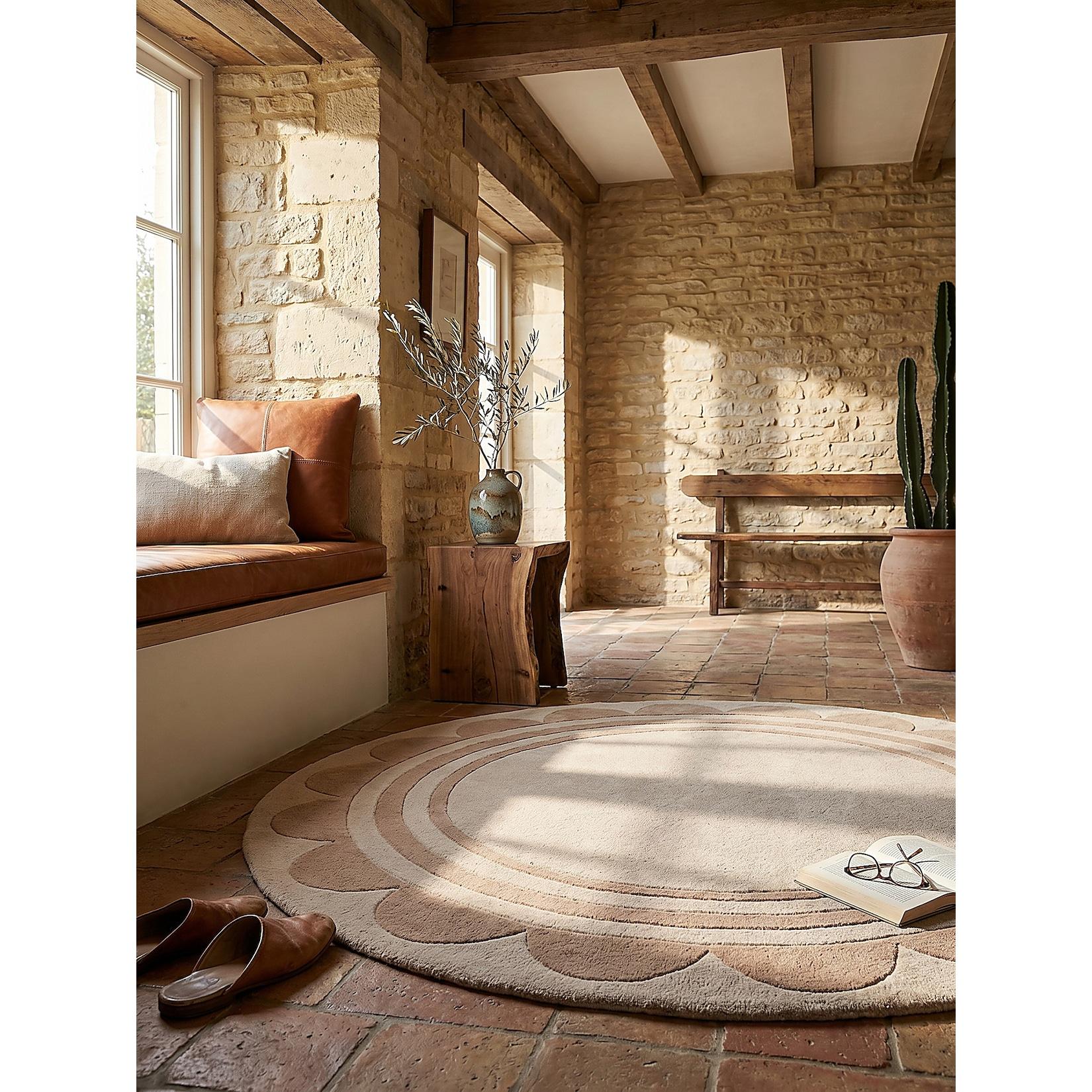 Wollteppich rund Beige Ø120 cm - WENSUM Kadima Design