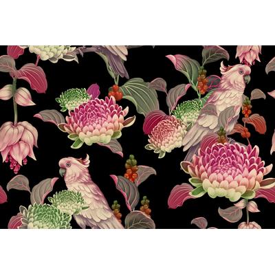 Fototapete PAPERMOON "BLUMEN PAPAGEI ARRANGEMENT", bunt, B:3,5m L:2,6m, Vlies, Tapeten