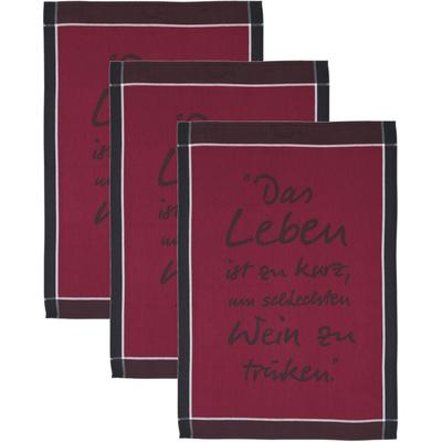 Geschirrtuch ROSS "Das Leben ist zu kurz um schlechten Wein zu trinken", rot, B:50cm L:70cm, 100% Baumwolle, Geschirrtücher, Geschirrtuch, Sprüchetuch, aus 100% Baumwolle