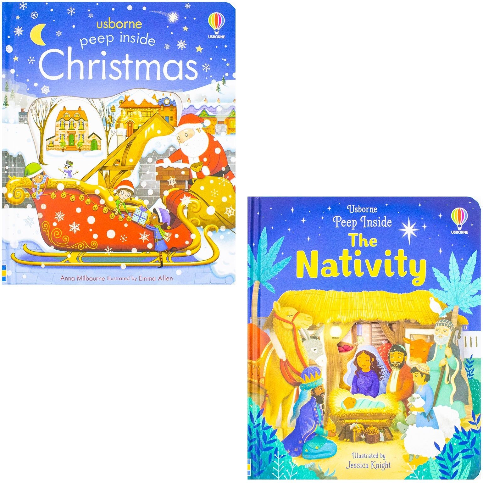 Usborne Publishing Ltd Peep Inside Christmas & Peep Inside Nativity 2 Books Collection Set by Katie Daynes, Anna Milbourne