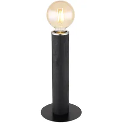 Tischleuchte Tischlampe Holz Leselampe Holzstamm Schlafzimmerlampe 1 flammig schwarz, Metall, 1x E27 Fassung, DxH 15x30,5 cm