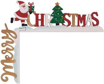 Modern Mode Marketplace Santa Claus Door Sign Decor, DIY Wooden Door Frame Ornament, Christmas Door Corner Frame Decoration, For Xmas Home Party c
