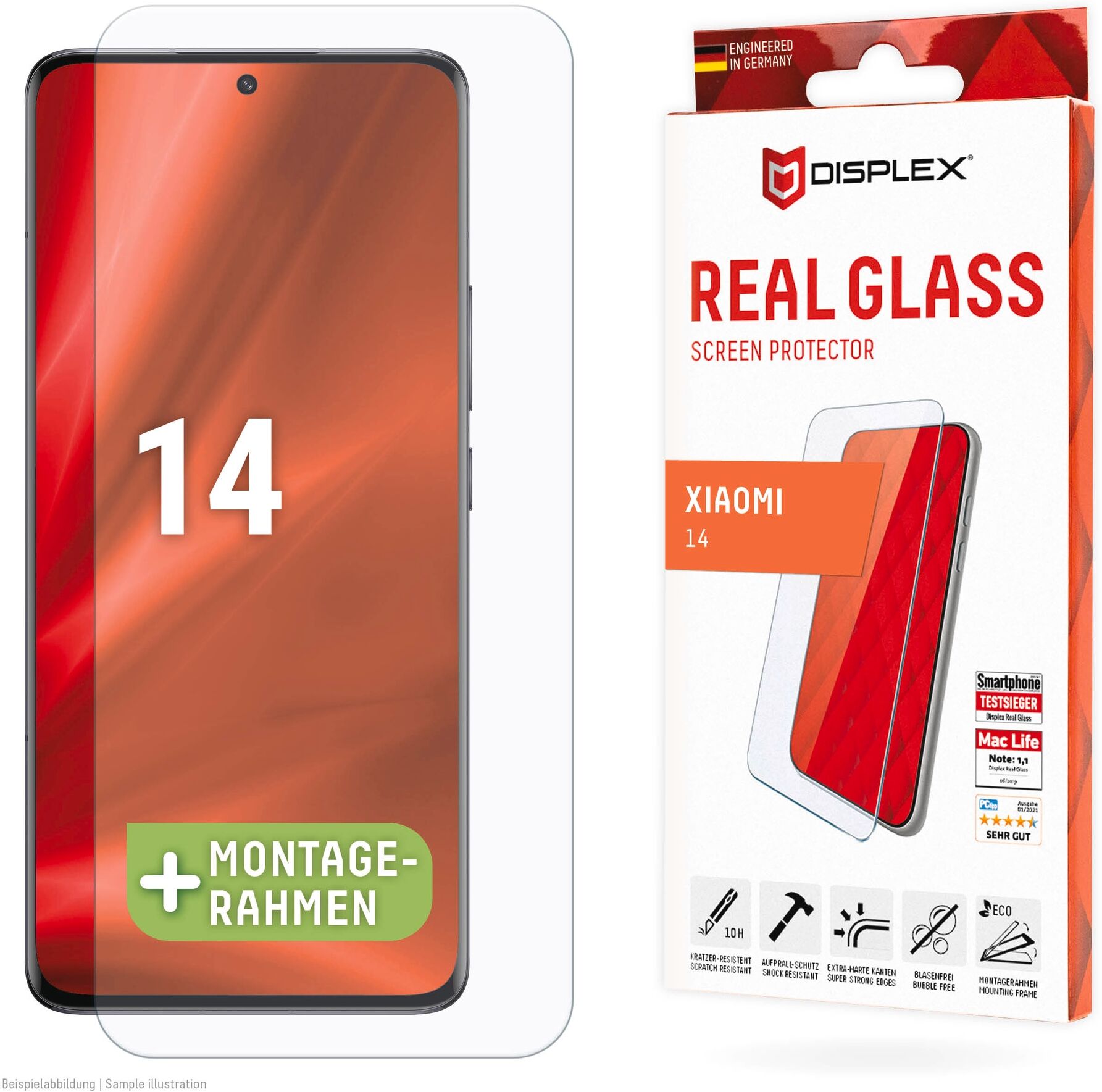 Displex Displayschutzglas "Real Glass", transparent, B:9,3cm H:1,3cm T:20,5mm, Displayfolien, Bildschirmschutz, Displayschutzfolie,Einfach anbringen,kratz-&stoßfest, Displayschutzglas