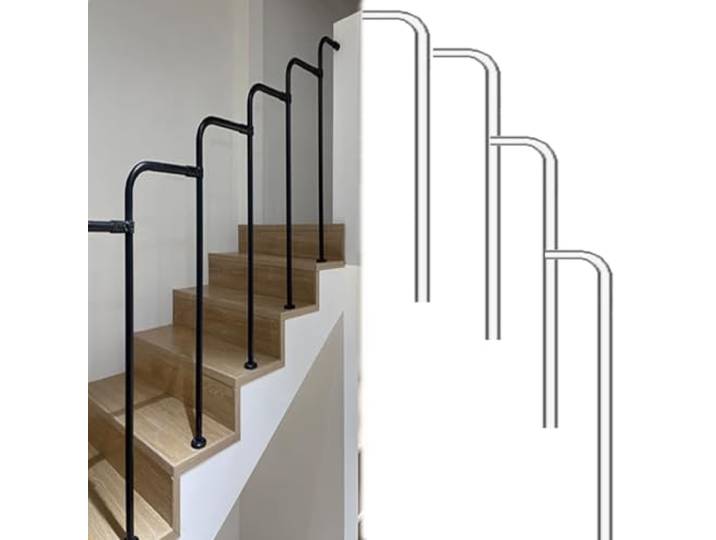 4-teiliges Treppengeländer Aus Metall, 86–95 Cm Hoch Geländer Für Den Innen- Und Außenbereich, Treppenstäbe Für Loft-Treppen Und Renovierungen / Absturzsicherung