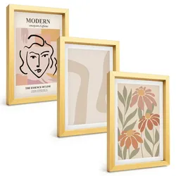 BILDER SET 3er Set - 20x30 cm Goldrahmen - Moderne abstrakte Frau
