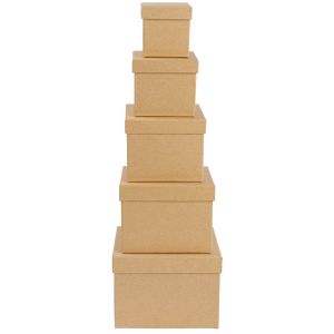 Ideen-mit-Herz Geschenkbox 012830, Kraftpapier braun, Set mit 5 verschiedenen Größen, Karton, eckig, 5-teilig