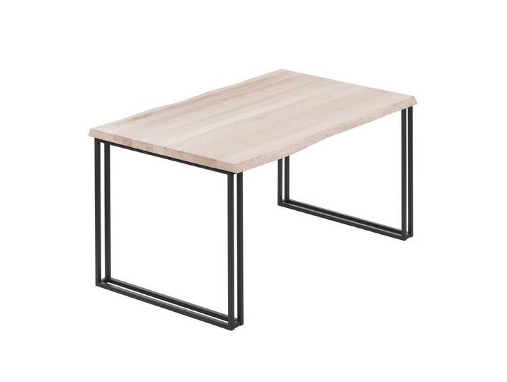 LAMO Manufaktur Baumkantentisch Frame Esstisch Massivholz inkl. Metallgestell (1 Tisch), Baumkante massiv