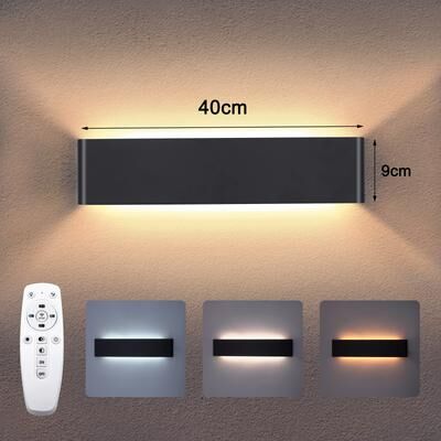 Youfap Market Remote Control LED Wall Lamp, Modern Dimmable Indoor Wall Light With LED Plate black