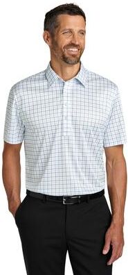 Port Authority K700 Shirt Collar Polo in Black/Carolina Blue Check size 2XL   Polyester