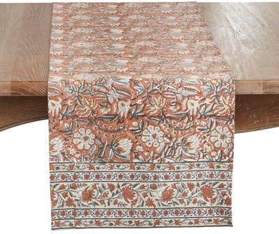 Saro Lifestyle Botanical Garden Table Runner - Cotton Floral Runner for Farmhouse Dining, Cottage Decor & Entertaining