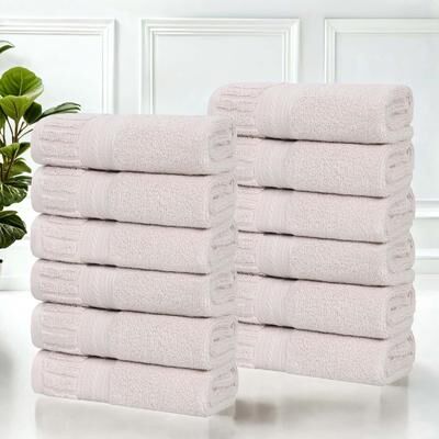 Superior Venice Zero Twist Cotton Medium Weight Face Towels Washcloths, Set of 12