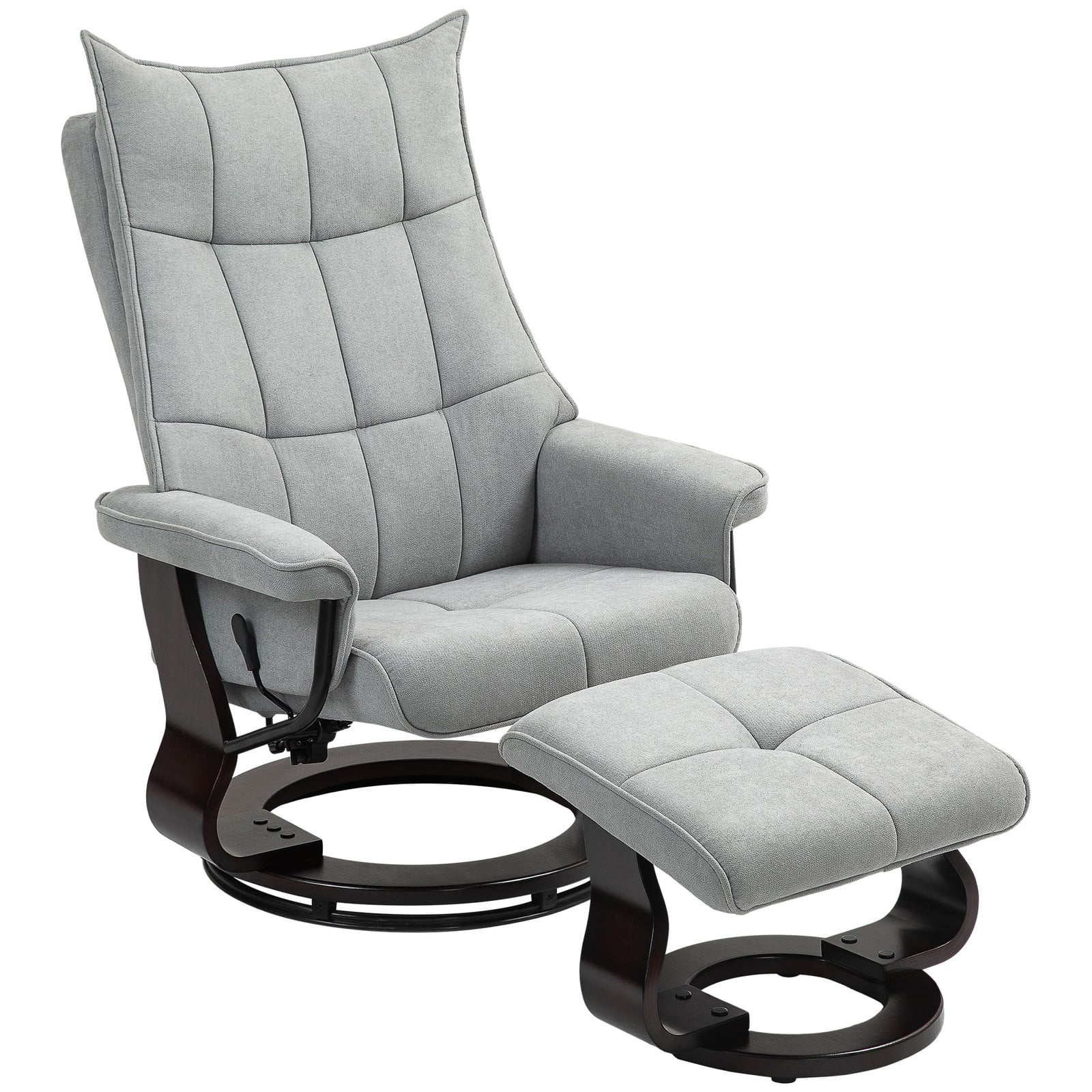 HOMCOM Relaxfauteuil met hocker, draaibaar, fluweellook, verstelbare rugleuning, Grijs