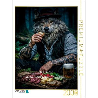 CALVENDO Puzzle Der Wolf - Grenzgänger der Dämmerung | 2000 Teile Lege-Größe 90x67cm Foto-Puzzle für glückliche Stunden