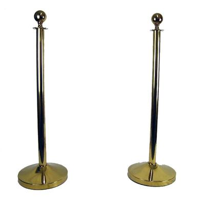 Airbrush-City 2x Absperrpfosten Gold D320mm - D51x1000mm Absperrständer mit Kugel Abgrenzungsständer
