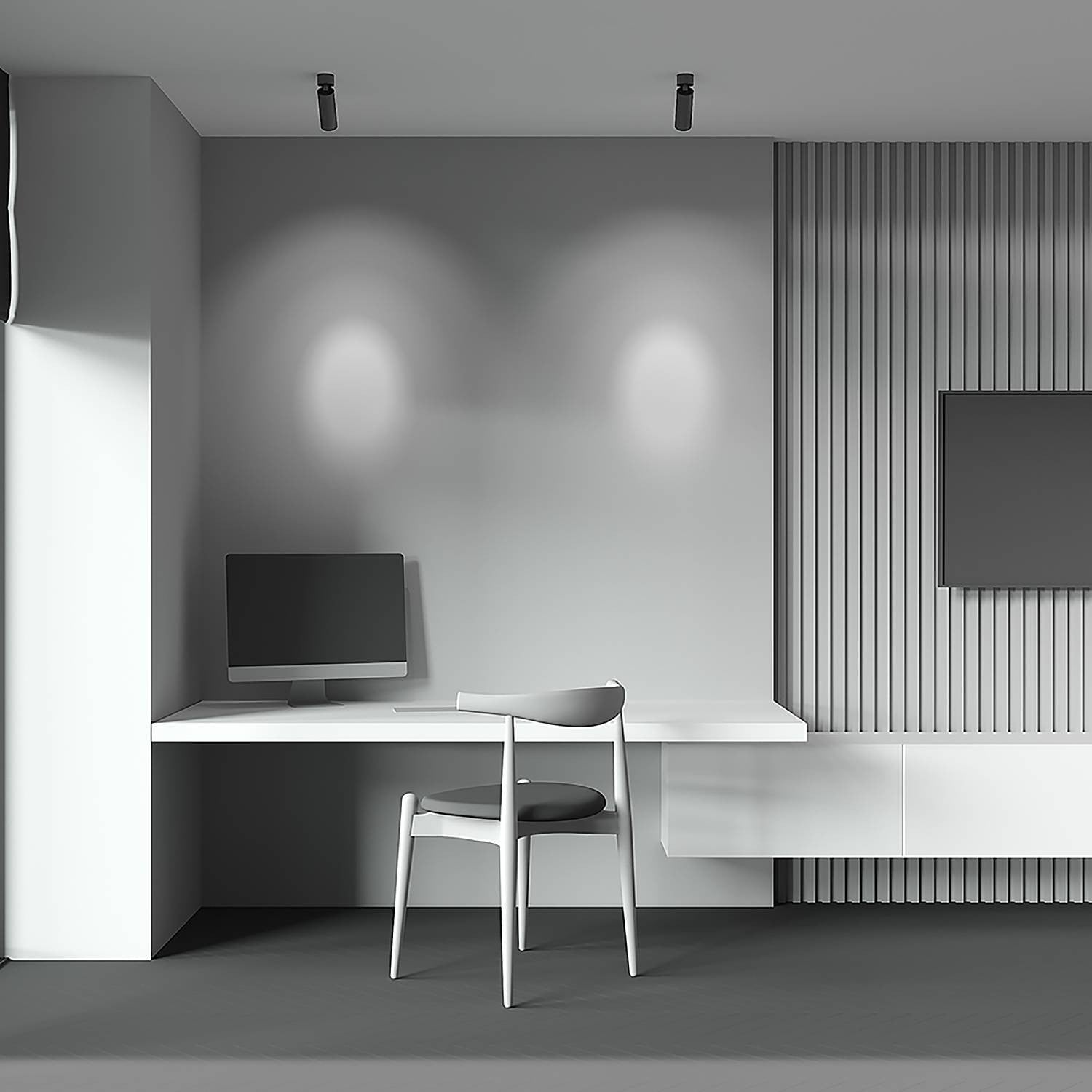 home24 Focus LED-plafondlamp, zwart aluminium, Ø 5 cm