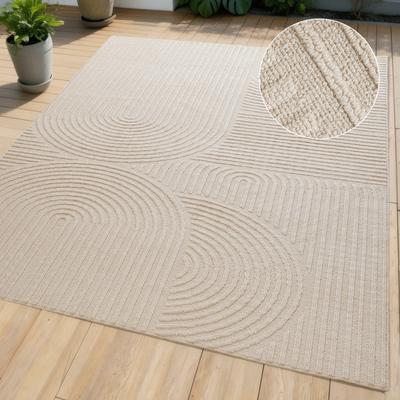 Teppich OTTO HOME "Jola, In- und Outdoor geeignet, Hoch-Tief-Design, Scandi", beige, B:180cm H:9mm L:280cm, Kunstfaser, Teppiche, Teppich, Hoch-Tief-Struktur, Zen, Wetterfest & UV-beständig, Balkon, Camping