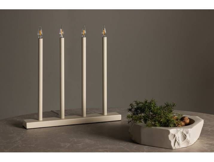 Adventskerzenhalter Lysheim - nobles Beige, 4 Kerzen - Beige - Luxusbetten24