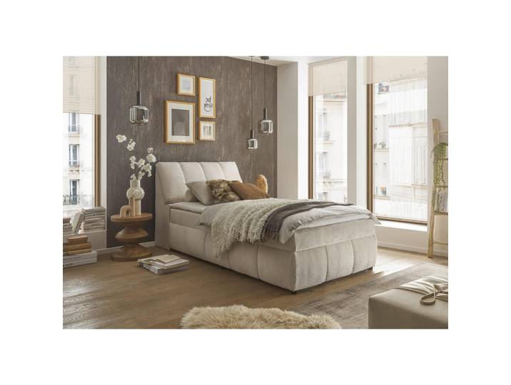 Mid.you Boxbett, Beige, Kunststoff, 120x200 cm, gepolstertes Kopfteil, Bettkasten, Schlafzimmer, Betten, Boxspringbetten