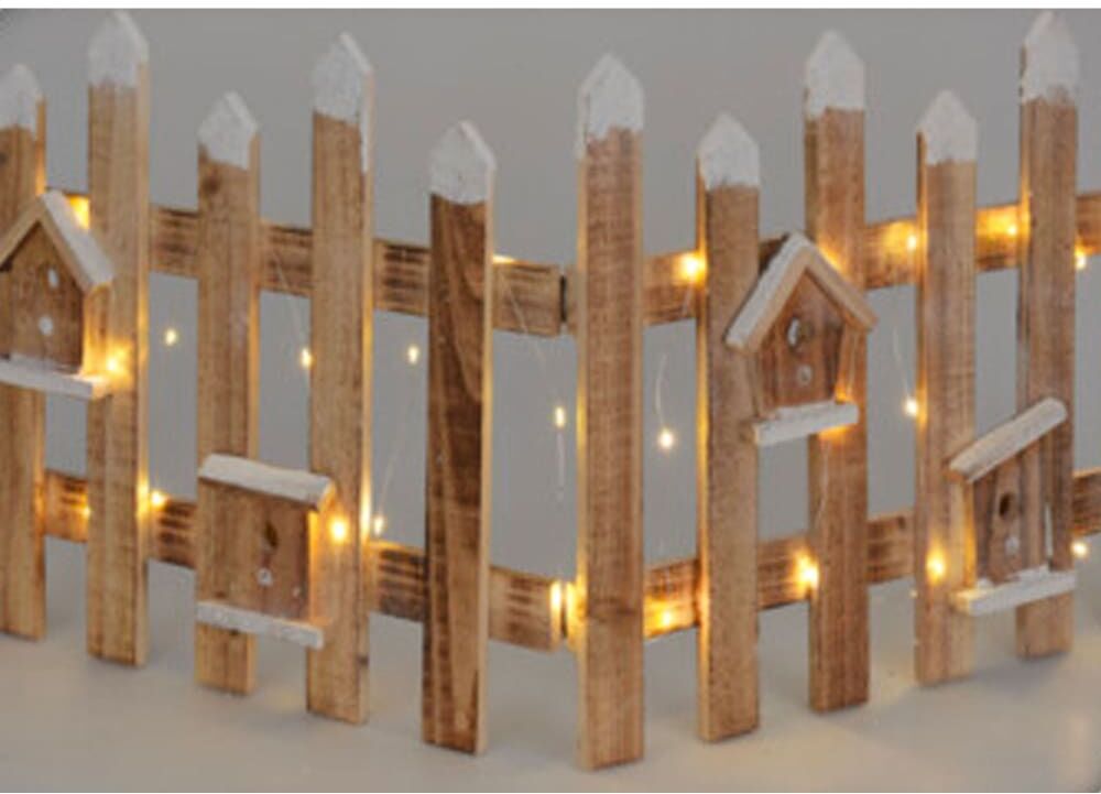 Wadiga Valla decorativa de Navidad con luces LED 98x39cm a pilas temporizador