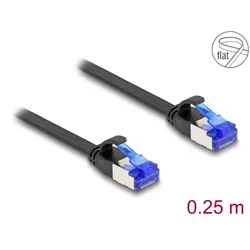 DeLOCK RJ45 Flachband Patchkabel Stecker zu Stecker Cat.6A flexibel 0,25 m schwarz