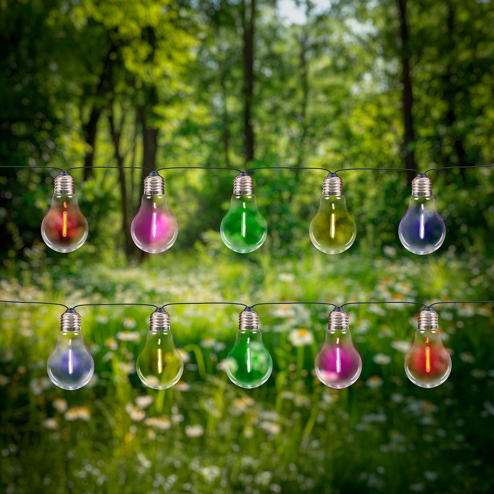home24 LED-solar-lichtsnoer Linda RGB multicolor zilver/transparant
