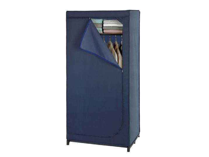 Wenko - Armoire penderie tissu Business - L. 75 x H. 160 cm - Bleu