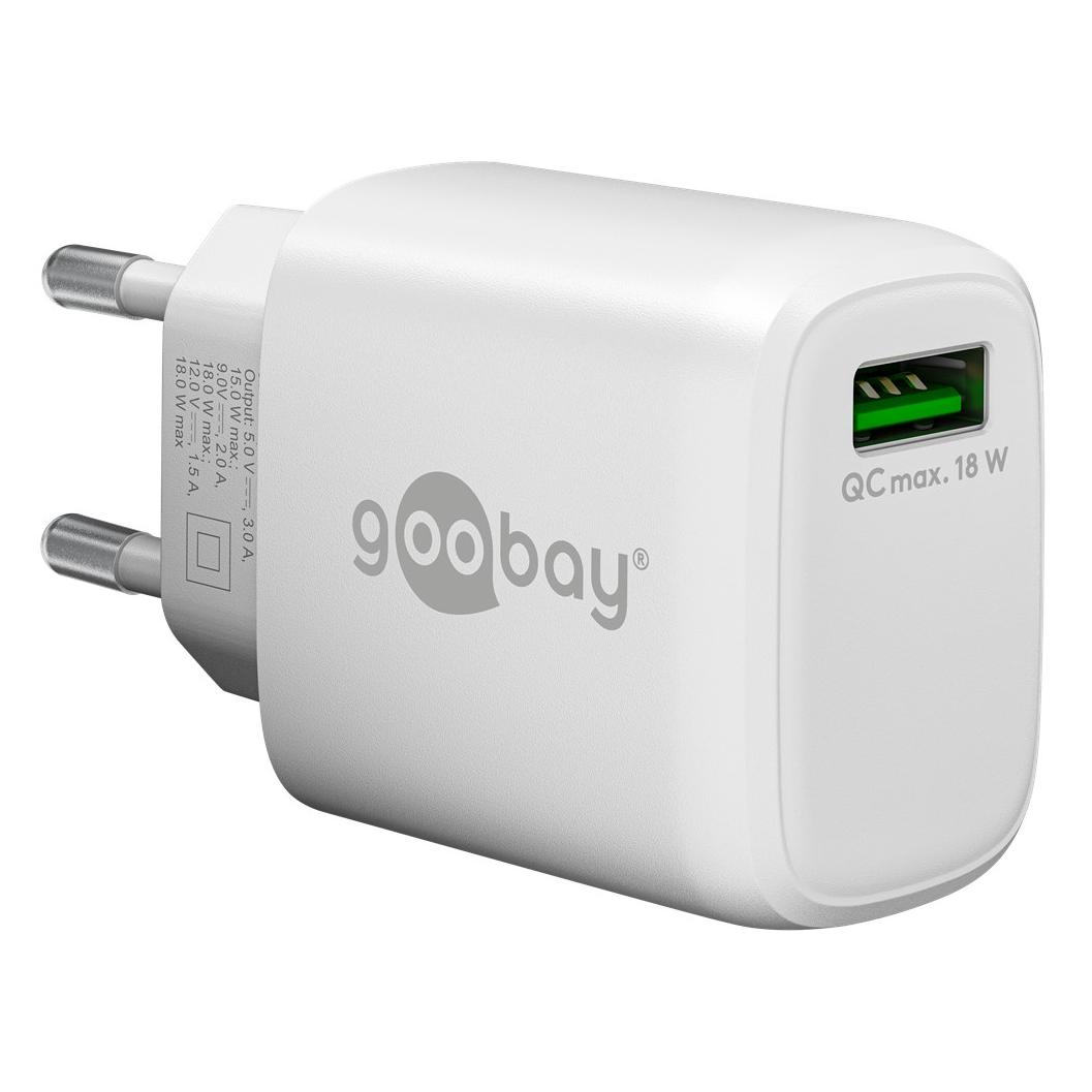 Goobay USB-Schnellladegerät QC 3.0 18 W weiss (18 W, 1 Port) (61672)