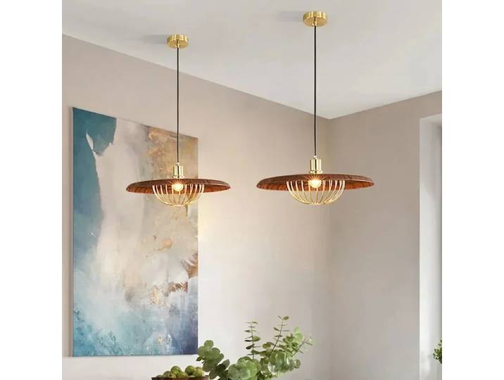 Lustre en fer LED imitation bois de designer italien pour cuisine, restaurant, bar, décoration artistique intérieure, luminaires