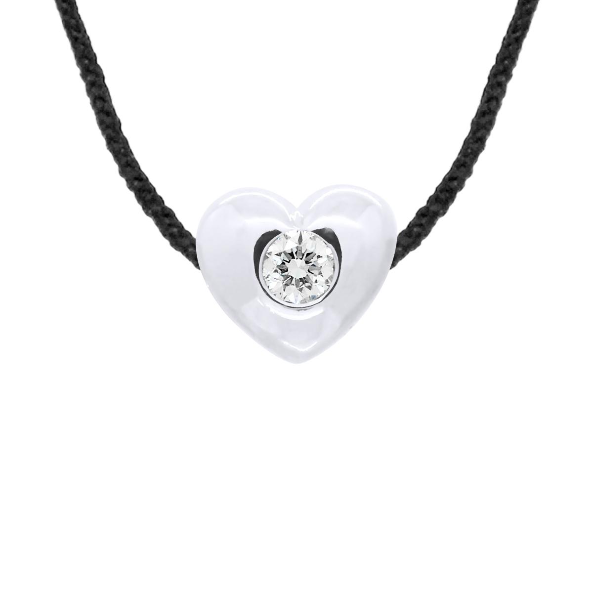 Diamond Necklace COEUR 0.050 CTS Nylon Black 925