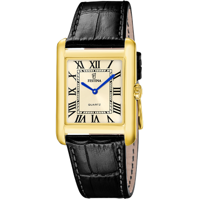 Quarzuhr FESTINA "On the Square", gold (schwarz, champagnerfarben, goldfarben), Armbanduhren, Herren, Quarzuhr, Armbanduhr, Damenuhr, Herrenuhr, Lederarmband, analog