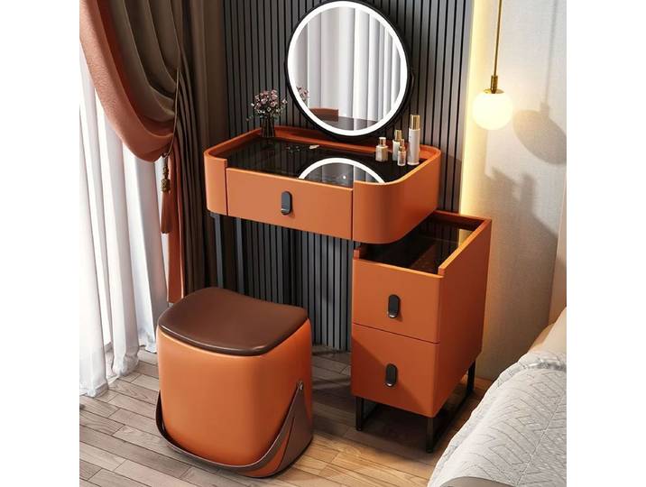 Coiffeuse de chambre de filles, tabouret de rangement, bureau de maquillage en bois massif, commode de maison pour commodes de chambre à coucher, vanité avec miroirs nordiques