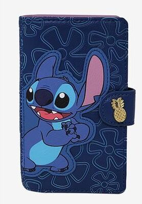 Women's Loungefly X Disney Women'S Stitch Snap Flap Wallet Pineapples Flowers Blue Wallet by Disney in Multi