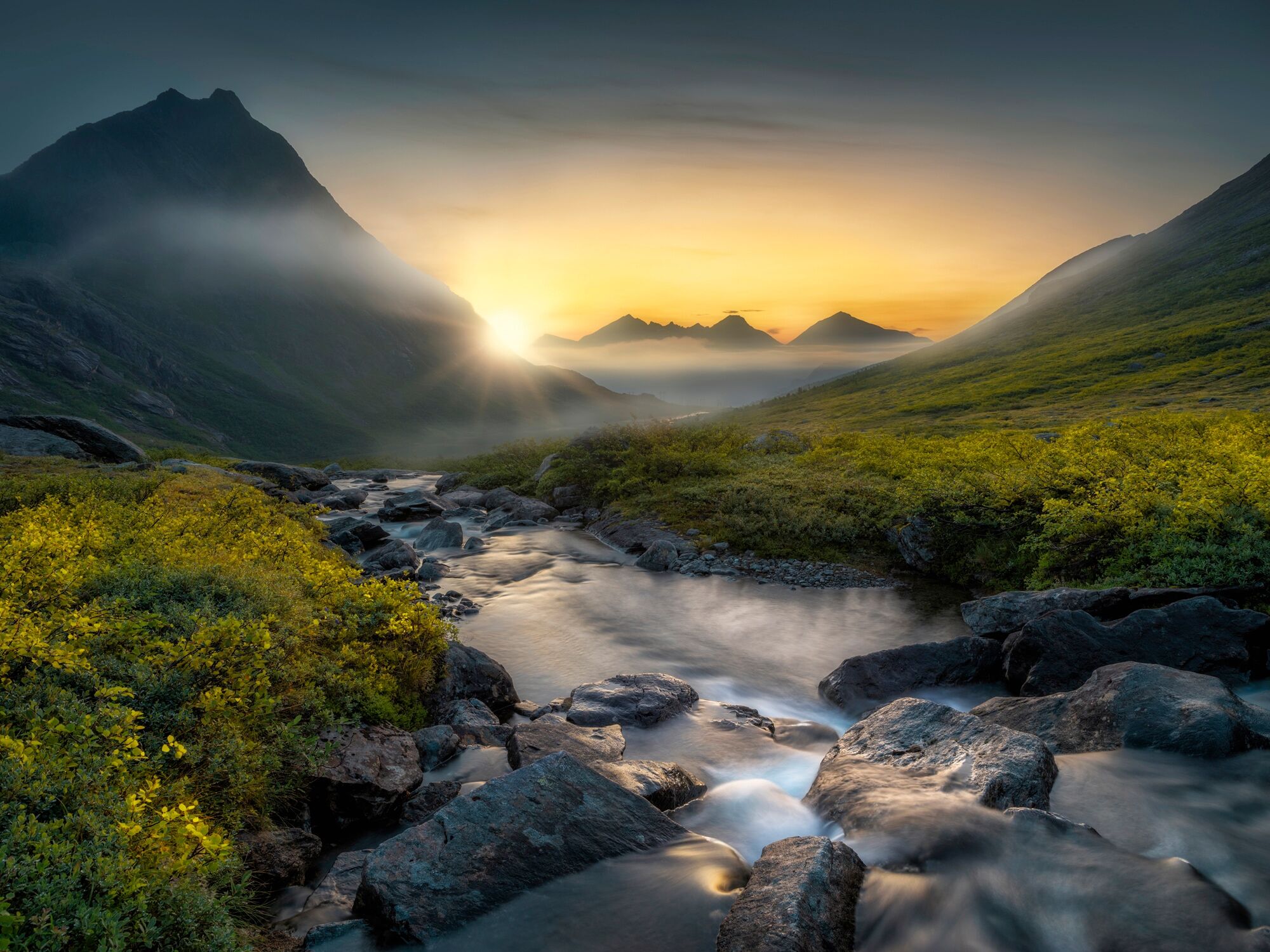 Fototapete PAPERMOON "Photo-Art OLE HENRIK SKJELSTAD, TRÄUMEND", bunt, B:2m L:1,49m, Vlies, Tapeten, Fototapete bunt B/L: 2m x 1,49m, Bahnen: 4 Stk.